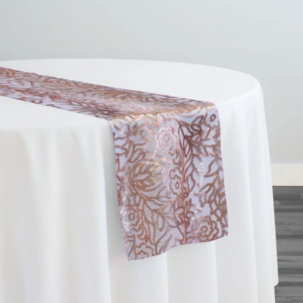 Fiori Leaf Sequins Table Runner in Blush