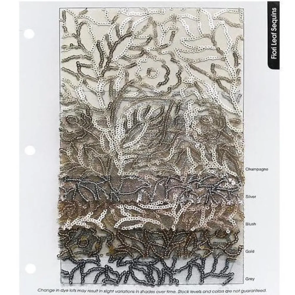 Fiori Leaf Sequins (w/ Poly Lining) Table Napkin in Grey