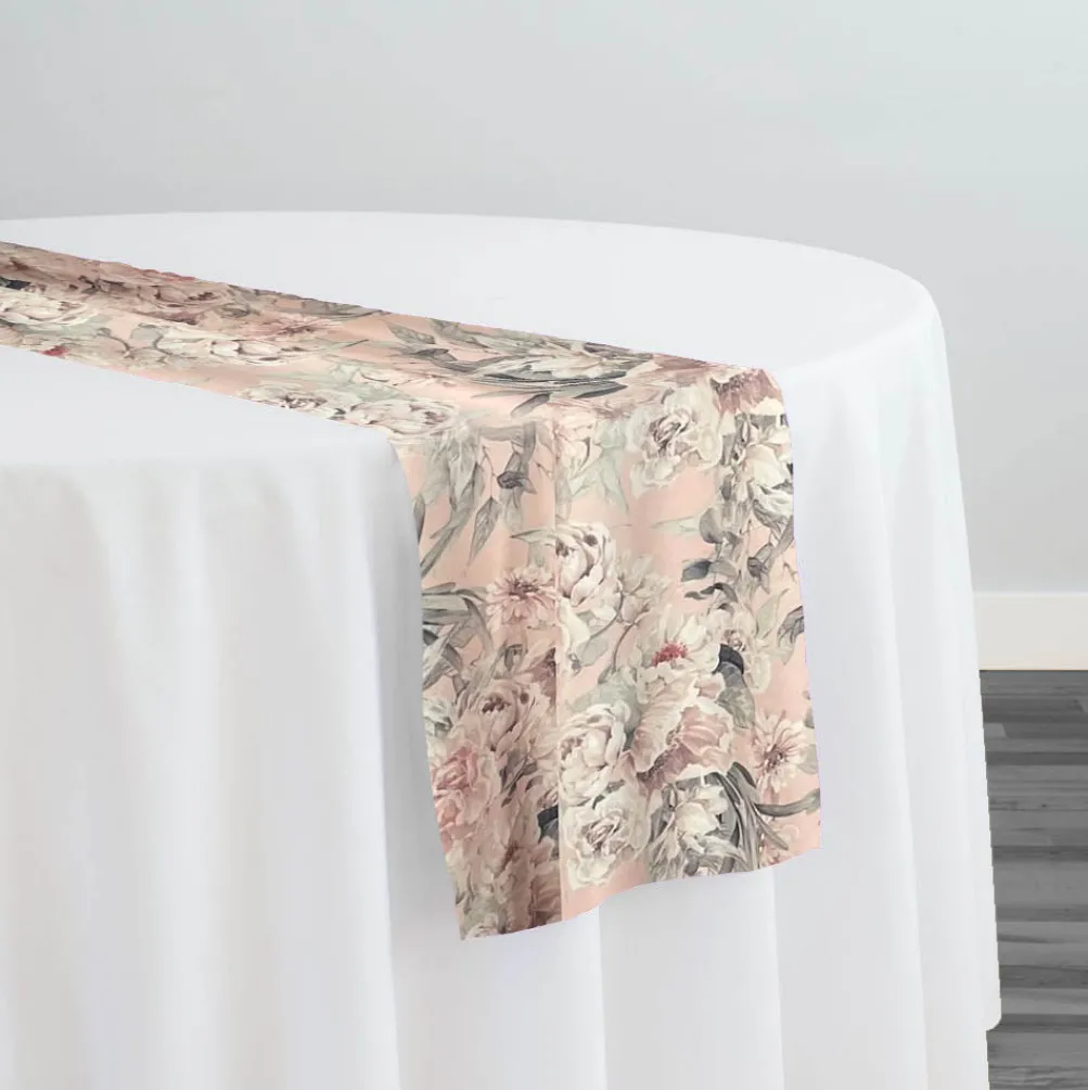 Floral Dusk (Poly Print) Table Runner in Blush