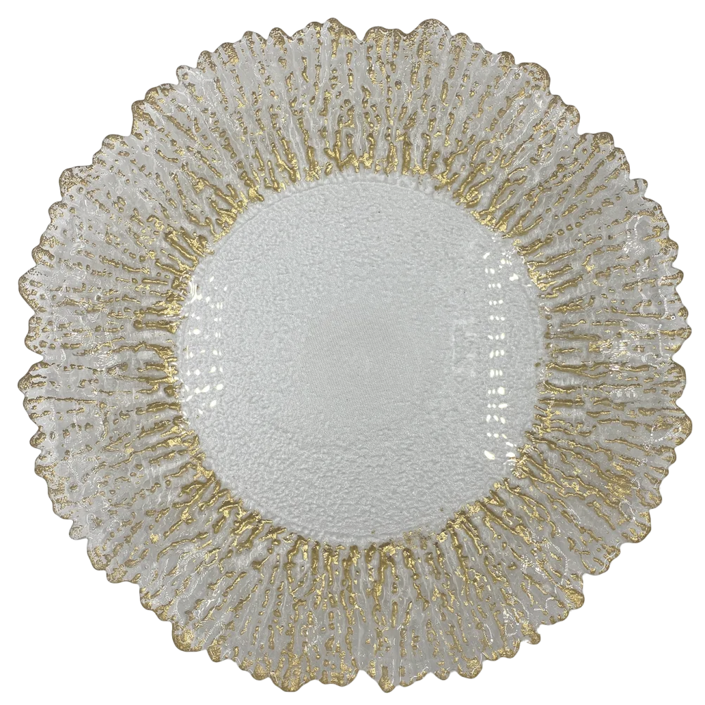 Floral - Glass Charger Plate in Gold (Item # 0238)