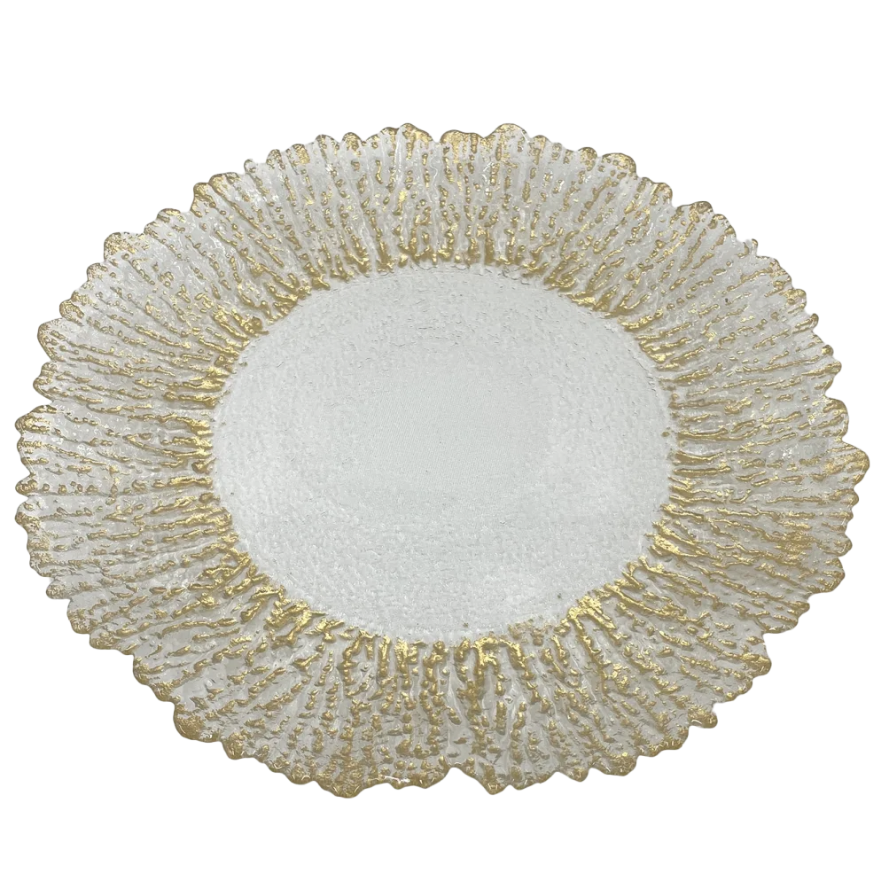Floral - Glass Charger Plate in Gold (Item # 0238)