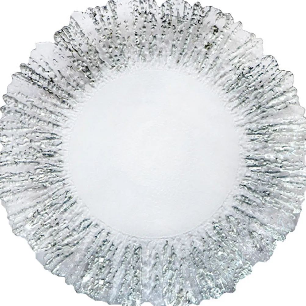 Floral - Glass Charger Plate in Silver (Item # 0238)