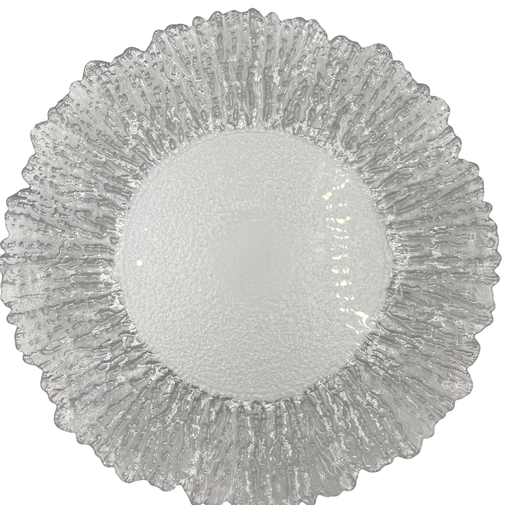 Floral - Glass Charger Plate in Silver (Item # 0238)