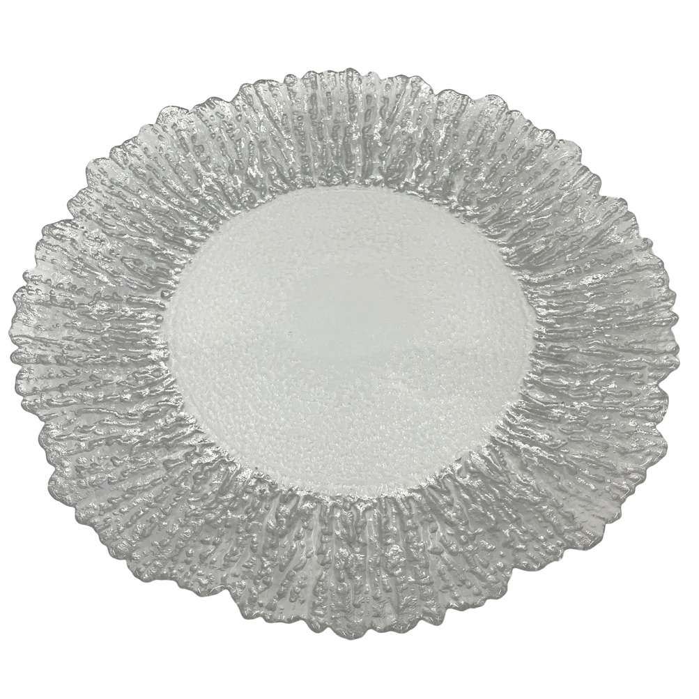 Floral - Glass Charger Plate in Silver (Item # 0238)