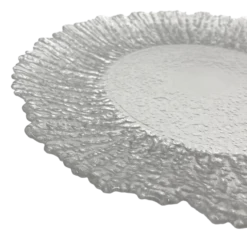 Floral - Glass Charger Plate in Silver (Item # 0238)
