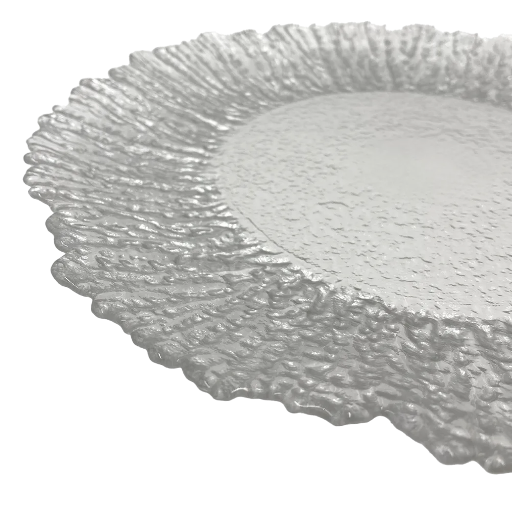 Floral - Glass Charger Plate in Silver (Item # 0238)