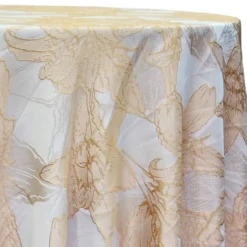 Floral Reef Jacquard Table Linen in Champagne