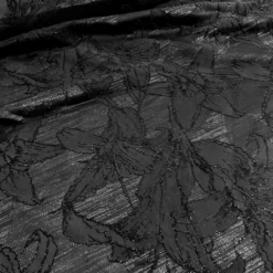 Floral Reef Jacquard Table Linen in Black