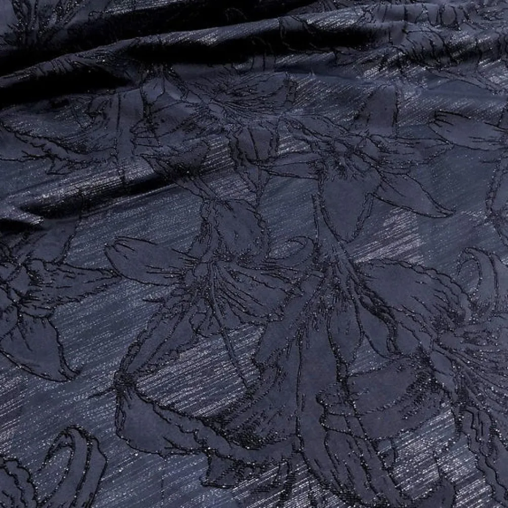 Floral Reef Jacquard Table Linen in Navy