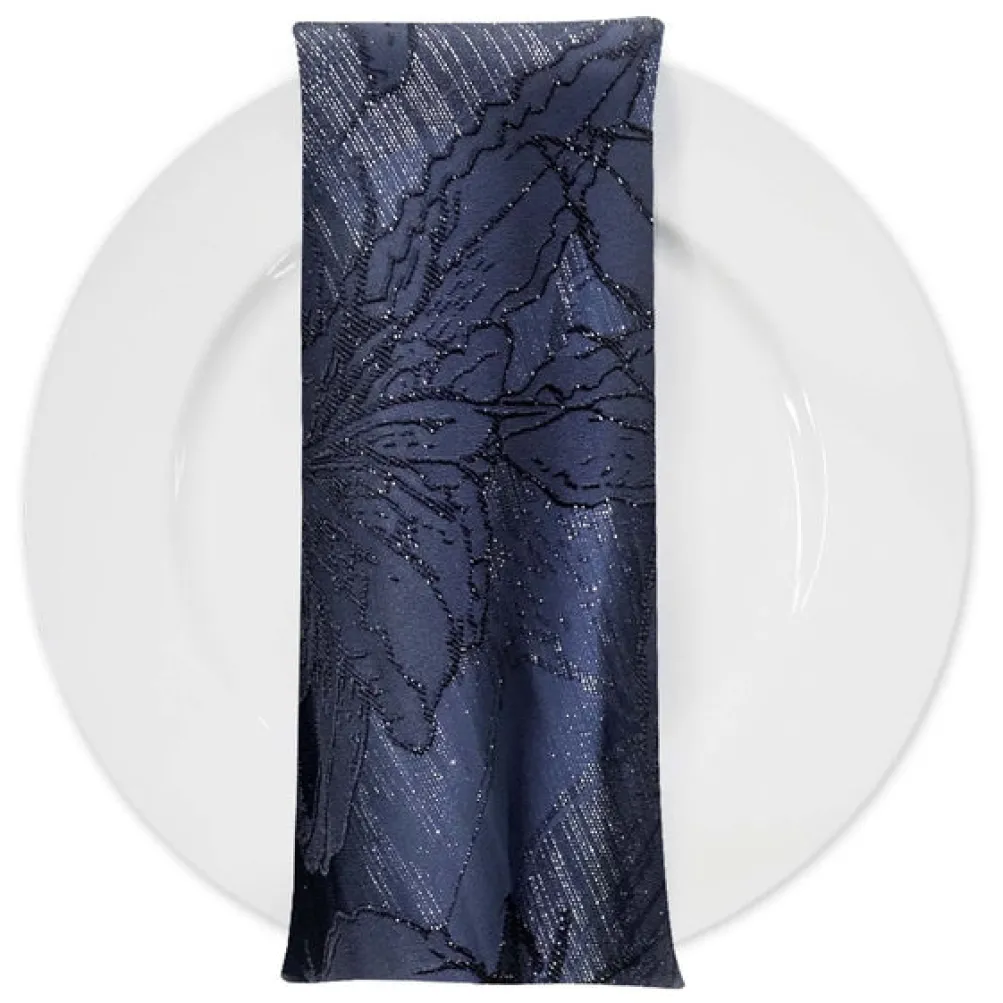 Floral Reef Jacquard Table Napkin in Navy