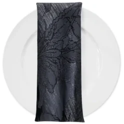 Floral Reef Jacquard Table Napkin in Black