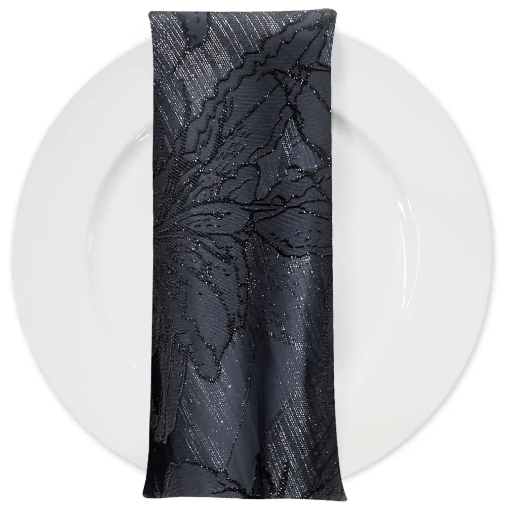 Floral Reef Jacquard Table Napkin in Black