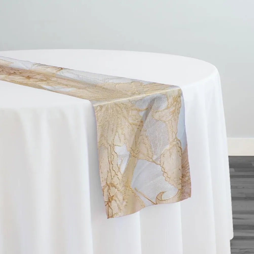 Floral Reef Jacquard Table Runner in Champagne