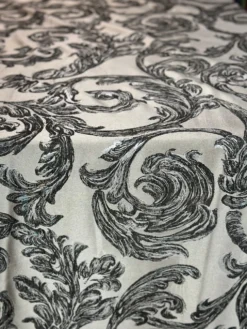 Florence Jacquard Table Linen in Black and Grey