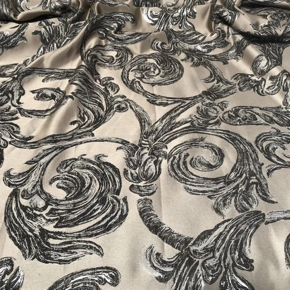 Florence Jacquard Table Linen in Black and Grey