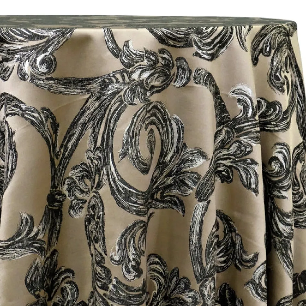 Florence Jacquard Table Linen in Black and Grey