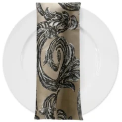 Florence Jacquard Table Napkin in Black and Grey