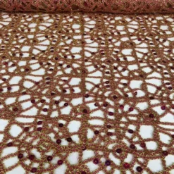 Flower Chain Lace Table Linen in Red and Gold