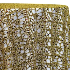 Flower Chain Lace Table Linen in Brown and Gold