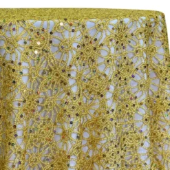 Flower Chain Lace Table Linen in Gold and Gold