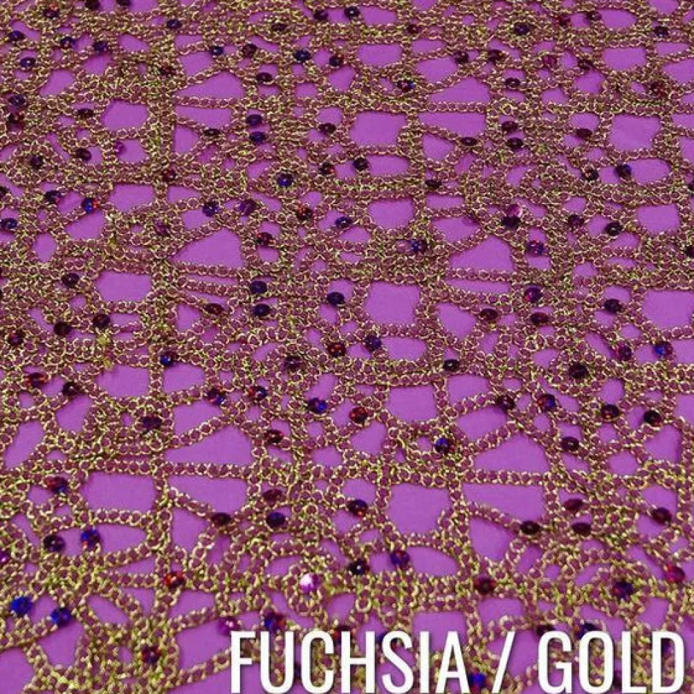 Flower Chain Lace Table Runner in Fuchsia and Gold