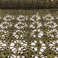 Flower Chain Lace Table Runner in Black and Gold