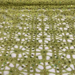 Flower Chain Lace (w/ Poly Lining) Table Napkin in Lime and Gold