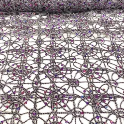 Flower Chain Lace (w/ Poly Lining) Table Napkin in Purple and Silver