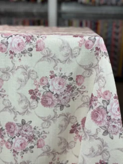 French Floral Table Linen in Blush