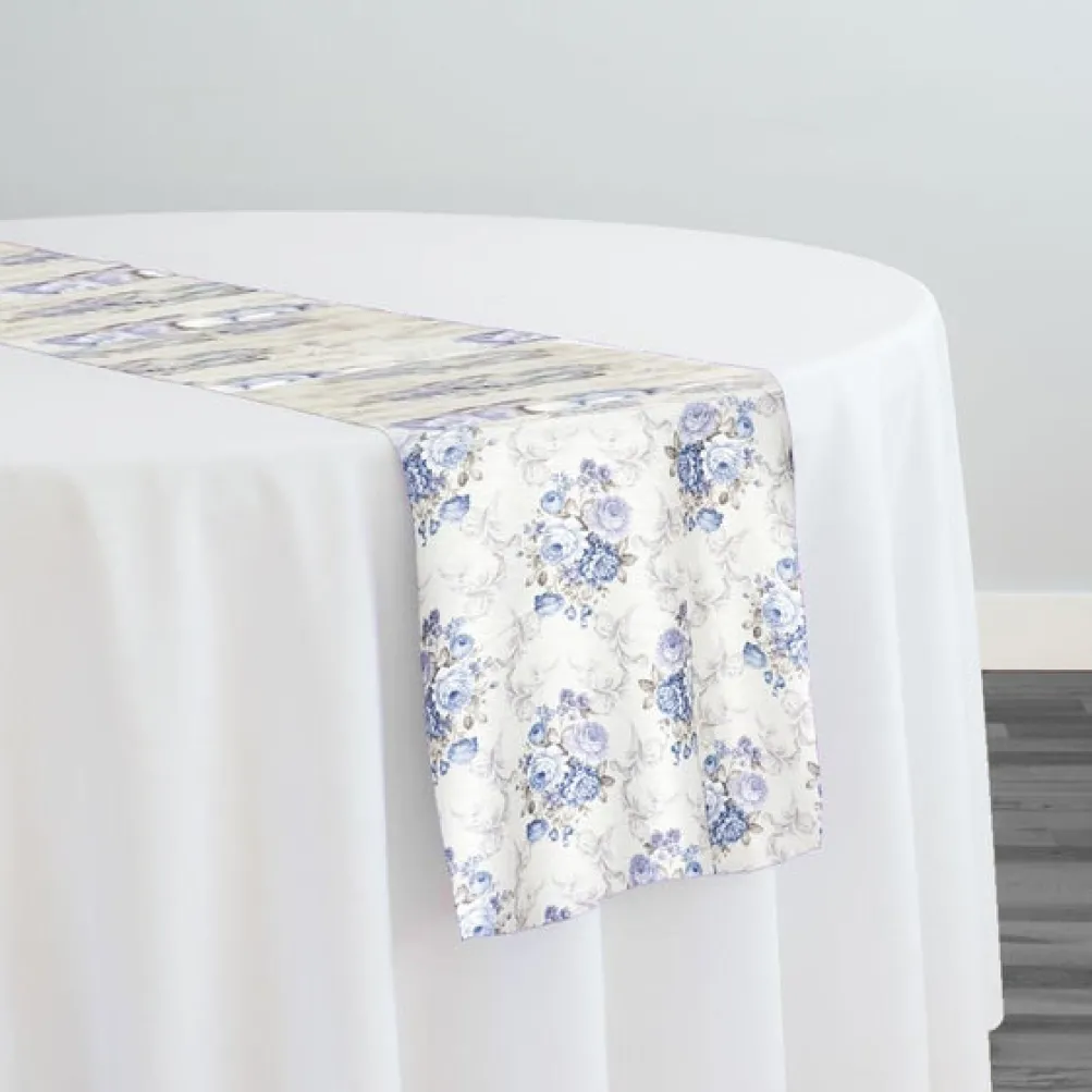 French Floral Table Runner in Blue