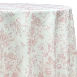 French Toile (Poly Print) Table Linen in Dusty Rose