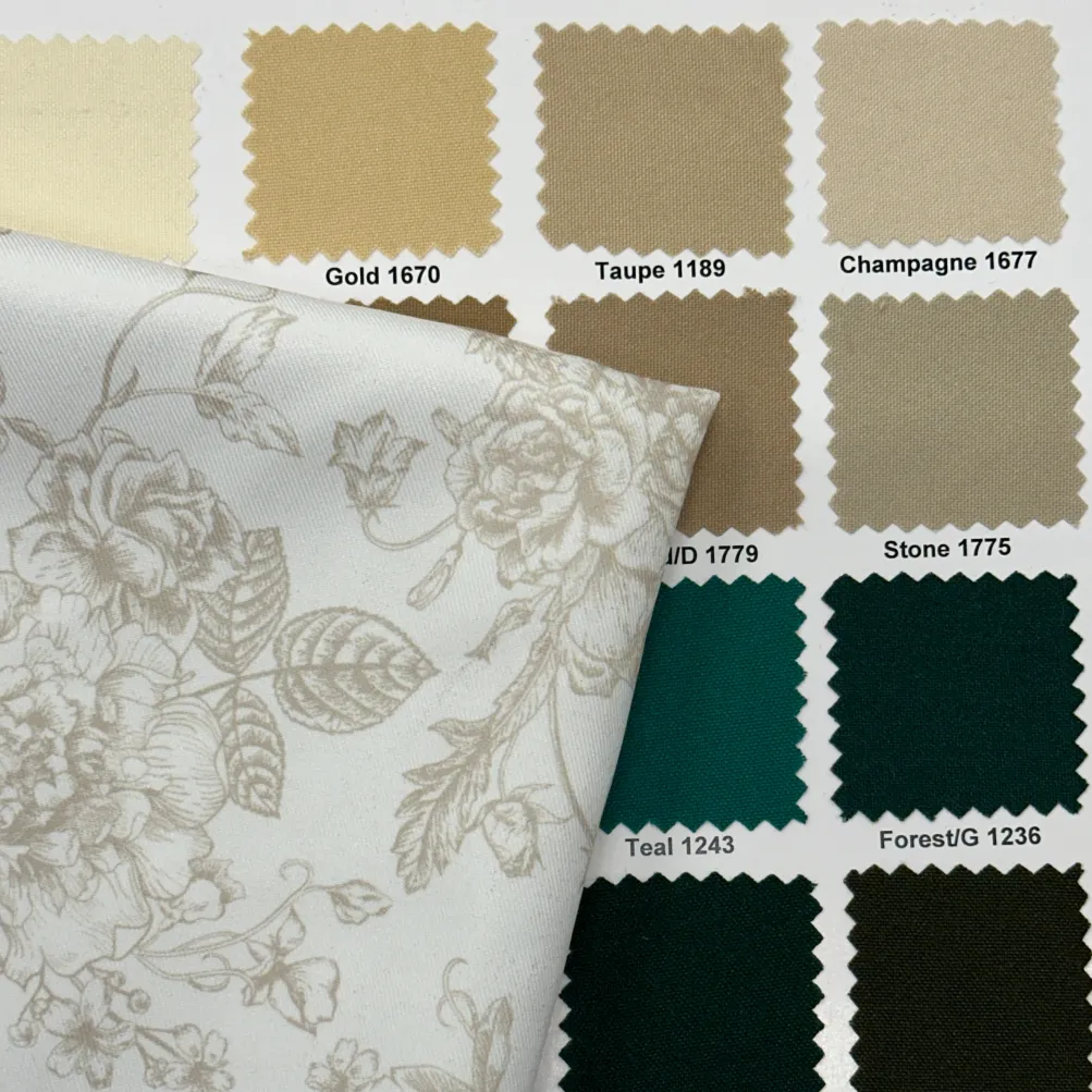 French Toile (Poly Print) Table Linen in Taupe