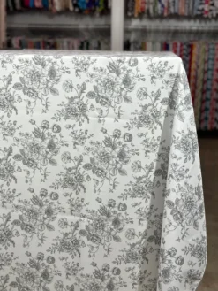 French Toile (Poly Print) Table Linen in Grey