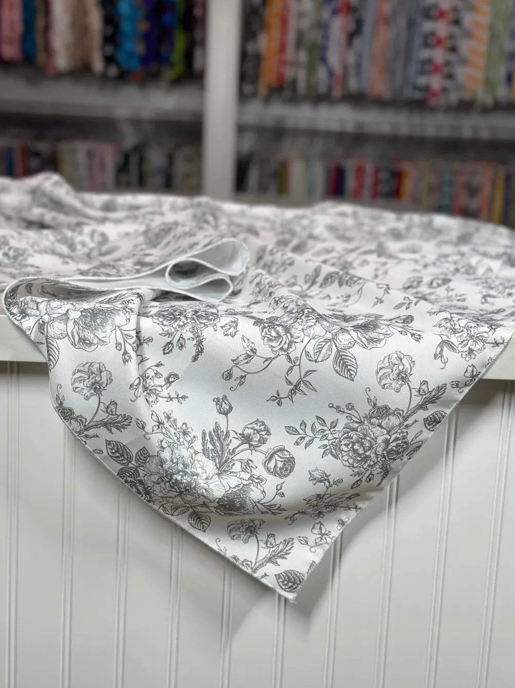 French Toile (Poly Print) Table Linen in Grey