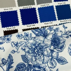 French Toile (Poly Print) Table Runner in Royal Blue