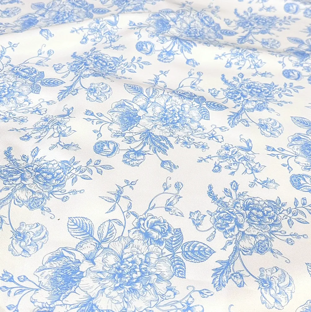 French Toile (Poly Print) Table Runner in Lt Blue