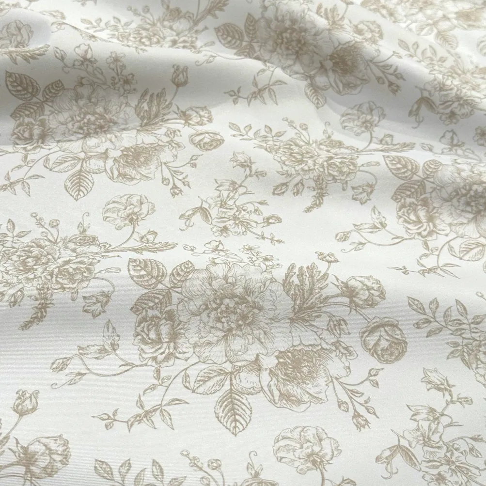 French Toile (Poly Print) Table Runner in Taupe