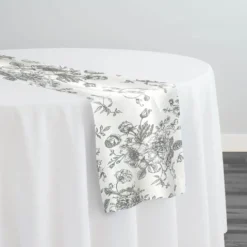 French Toile (Poly Print) Table Runner in Grey
