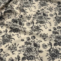 French Toile (Poly Print) Table Runner in Black / Taupe