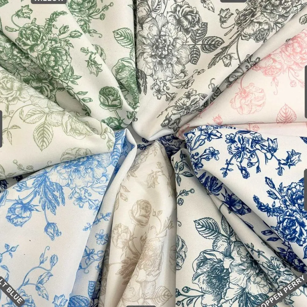 French Toile (Poly Print) Table Napkin in Royal Blue