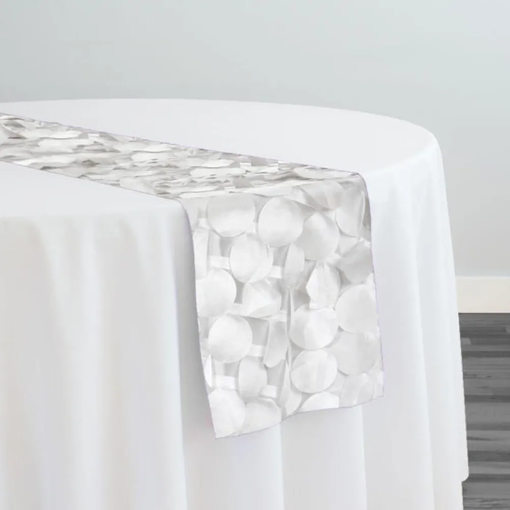 Funzie (Circle Hanging) Taffeta Table Runner in White