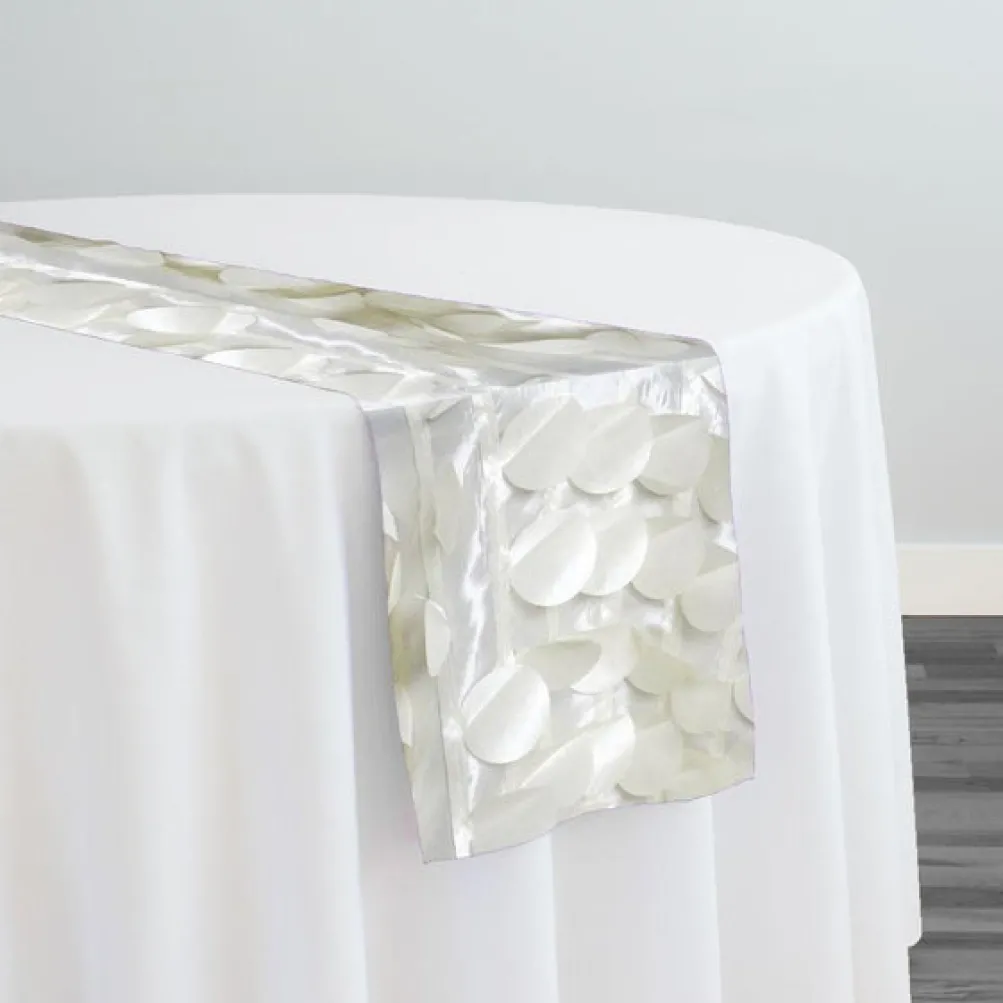 Funzie (Circle Hanging) Taffeta Table Runner in Ivory