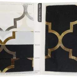 Gatsby (Metallic Print) Table Linen in Black and Silver