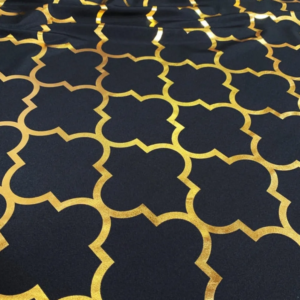 Gatsby (Metallic Print) Table Linen in Black and Gold