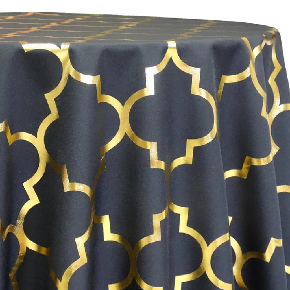 Gatsby (Metallic Print) Table Linen in Black and Gold
