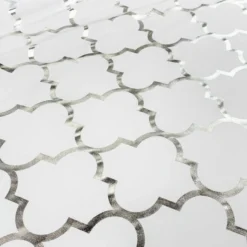Gatsby (Metallic Print) Table Runner in White and Silver