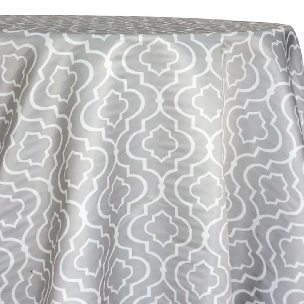 Gatsby Print (Lamour) Table Linen in Silver