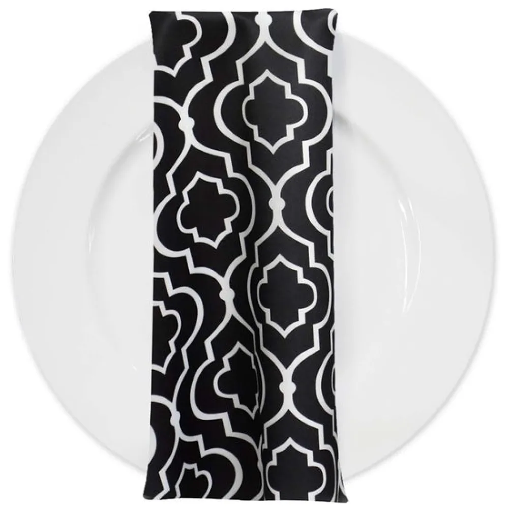 Gatsby Print (Lamour) Table Napkin in Black