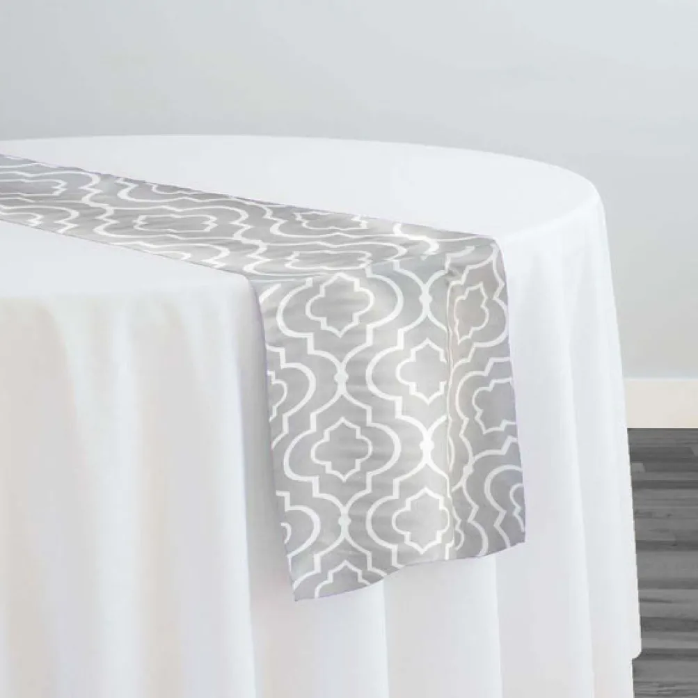 Gatsby Print (Lamour) Table Runner in Silver