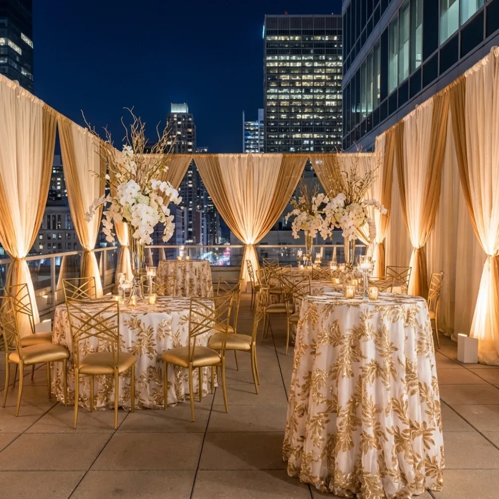 Giselle Sequins Table Linen in Champagne